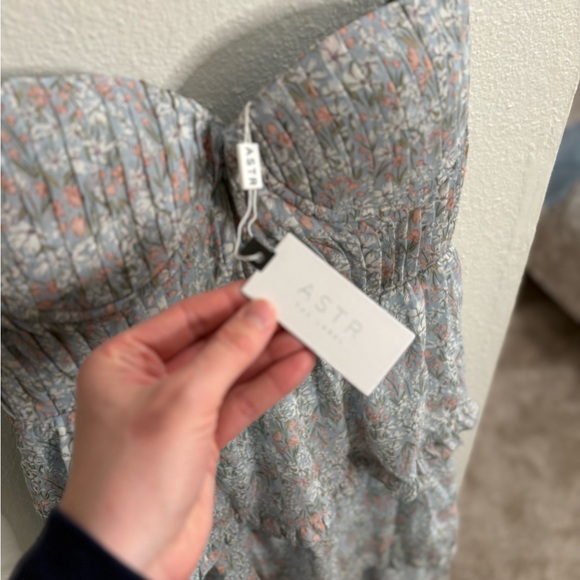 ASTR Pastel Blue Floral Maxi Dress with Ruffle Straps - Picture 6 of 11